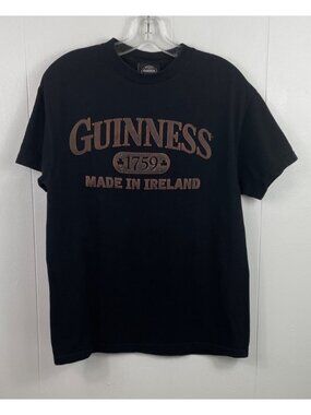 Guinness Official Merchandise Black T-Shirt Ireland Leather Graphic Mens MED